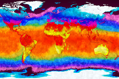 A stock photo of a geothermal map of the world.