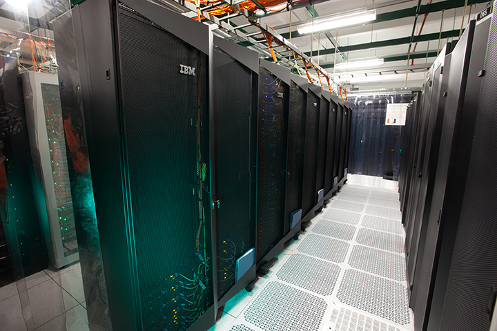 This is a photo of the University of Miami supercomputer named Triton. Triton was built by the University of Miami and is powered by IBM.