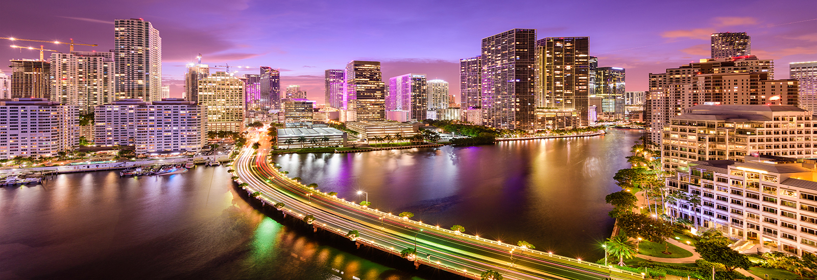 A stock photo of the cityscape of downtown Miami, Florida.