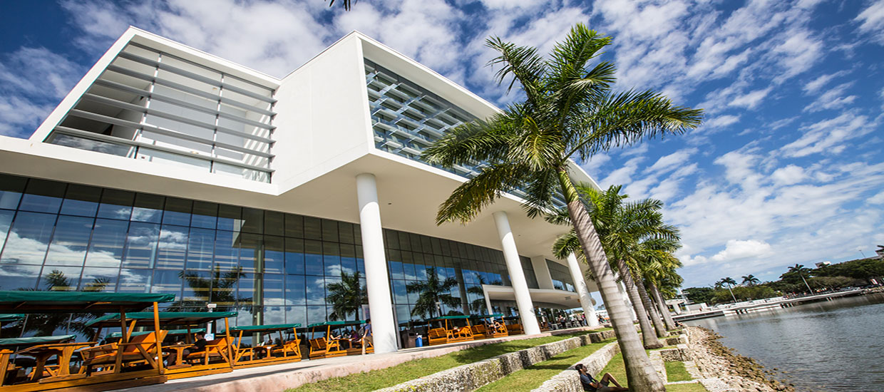 A angled photo of the University of Miami Shalala Student Center.